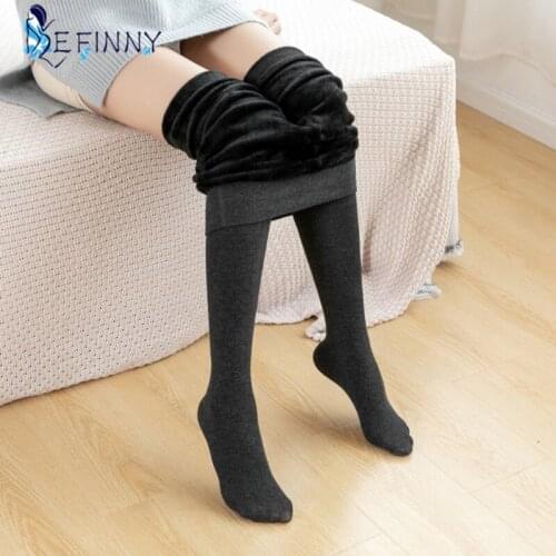 Autumn Winter Thread Cotton Plus Velvet Thickening Slim Footed Leggings for Women
