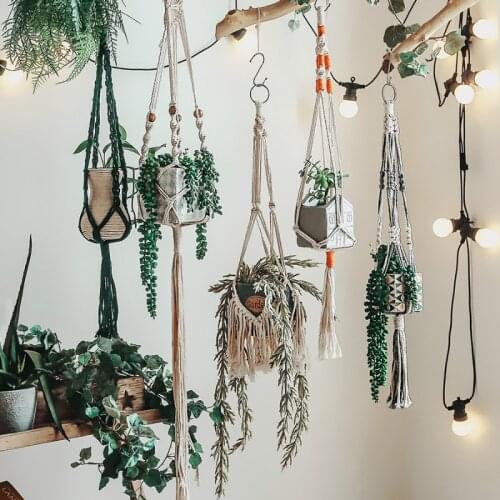 Handmade Hanging Baskets Flowerpot Plant Holder Macrame Plant Hanger Indoor Wall Hanging Planter Plant Holder Basket garden pots