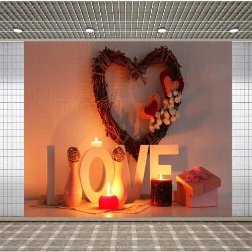 Lyavshi Valentines Day Love Heart Candle Gift Flowers Scene Portrait Backdrops Custome Photographic Backgrounds Photo Studio