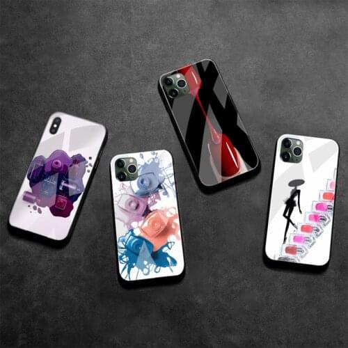 Multicolored Nail Polish Bottle Art Phone Case Tempered Glass For iPhone 12 Mini 11 Pro XR XS MAX 8 X 7 6S 6 Plus SE 2020 cover