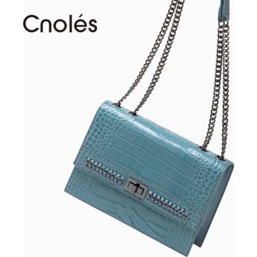 Luxury Women Handbags Leather Womens Designer Brand Shoulder Crossbody Bag And Purses Female Chain Messenger Bag with Blue