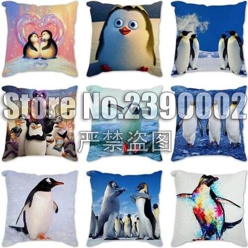 Cute Penguin Decorative Pillows Case Animals Print Cushion Cover Room Decoration Accessories Home Decor for Chair Throw Pillows