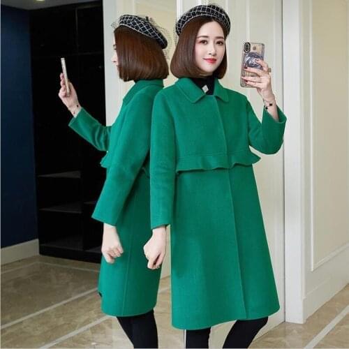 Woolen Coat Women Clothing New 2021 Woolen Jacket Women Coats Long Slim Thickening Warm Jackets Female Outerwear Black