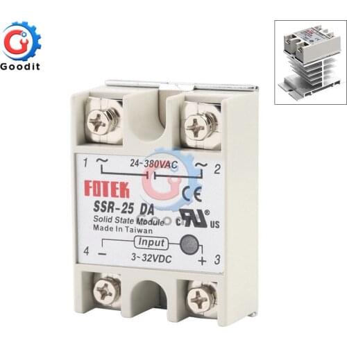 SSR-25DA Solid State Relay Actually 3-32V DC TO 24-380V AC SSR 25DA Single Phase Solid State Relay WITHOUT Plastic Cover