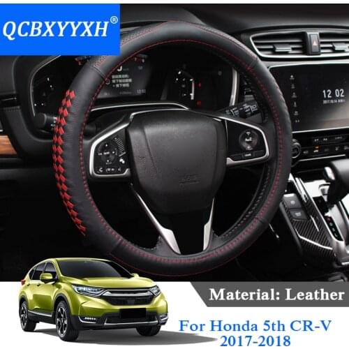 QCBXYYXH Car Styling For Honda 5th CR-V 2017 2018 Steering Wheel Covers Leather braid on the steering-wheel Interior accessories
