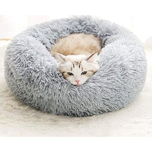 Calming Cats House Donut Pet Beds Round Cat Bed for Cats Lounger Sleeping Bag Puppy Kennel Kitty Couch for Dog Deck Chair Teddy