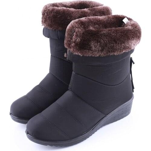 Winter Women Boots Mid-Calf Down Boots Female Waterproof Ladies Snow Boots Girls Winter Shoes Woman Plush Insole Botas Mujer