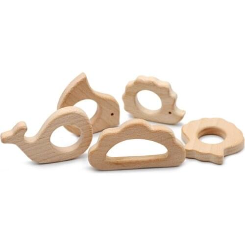1pc Baby Animal Wooden Teethers Food Grade Natural Beech Wood Tortoise Koala Whale Turtle Shape Pacifier Newborn Toys Beads