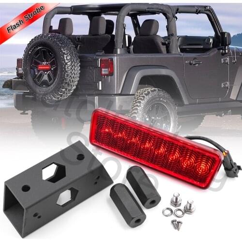 1pcs Strobe LED Third Brake Lamp For 07-17 Jeep Wrangler JK W/Spare Tire Mount Red Color Tail Light