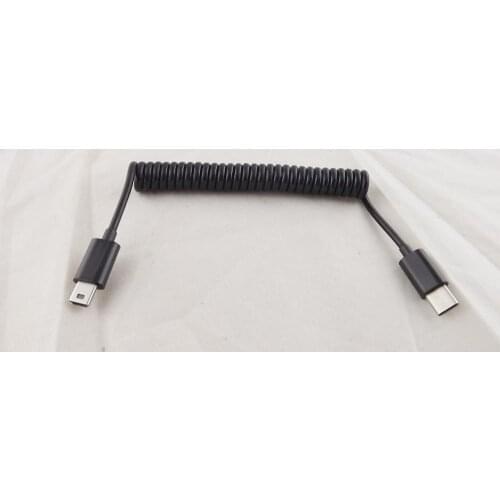 1pcs USB 3.1 C Type Male To Mini 5 Pin Male Spiral Coiled Data Sync Charger Cable 1m