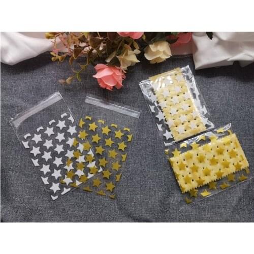 100pcs/Set 8X10CM Wedding Candy Gift Plastic Cookie Bags White Star Transparent Christmas Biscuits Baking Packaging Bag
