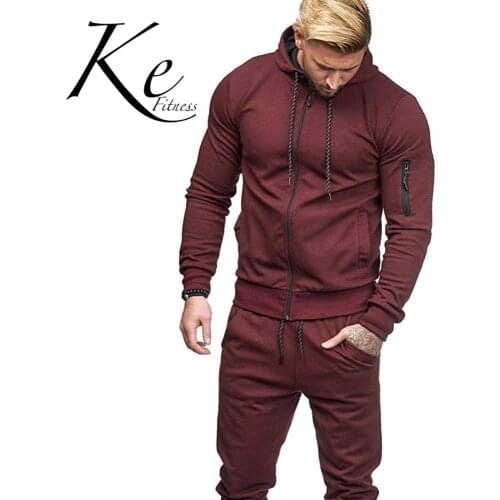 KE 2020 foreign trade autumn and winter new European and American trendy mens sports suit arm zipper fitness leisure tracksuit