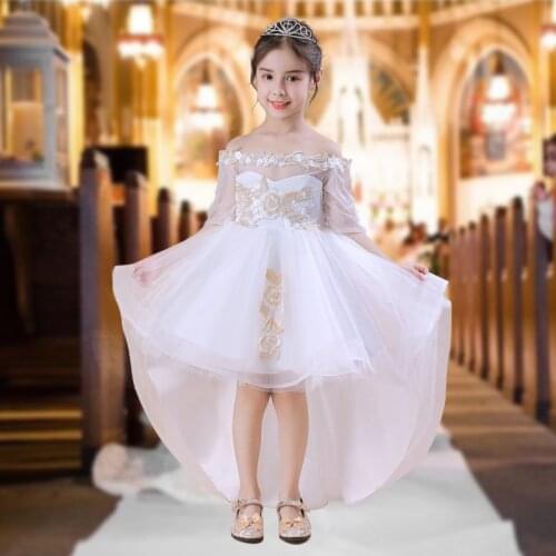 2021 Formal White Black Kids Party Dress For Girl Children Costume Shoulderless Princess Dresses Girls Dress Elegant 10 12 Years