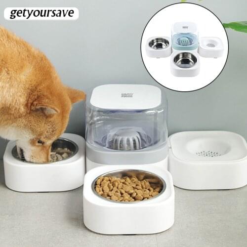 3 In 1 Dog Waterer Cat Feeder Automatic Water Fountain Cat Food Dispenser 1.8 L Drinker Water Bowl for Dogs Puppy Pets Supplies