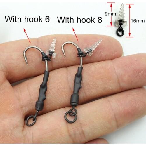 4PCS Carp Fishing Accessories Hair Rigs Ready Made Boilie Tied Rig Carp Fishing Hook Size 2#4#6# Fishing Tackle