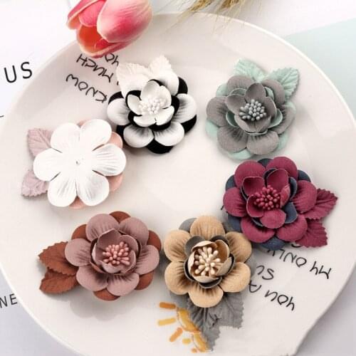 Free ePacket 5cm Elegant Artificial Flower Head for DIY Headdress Clothing Making Shoes Hat Bag Sewing Home Crafts Accessories