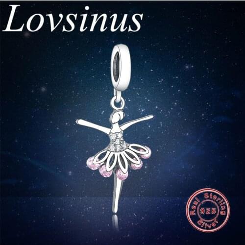 925 Sterling Silver Ballet Girl Dangle Charm Fits Original European Charms Bracelet 925 Sliver Dangle Pendant Berloque Beads