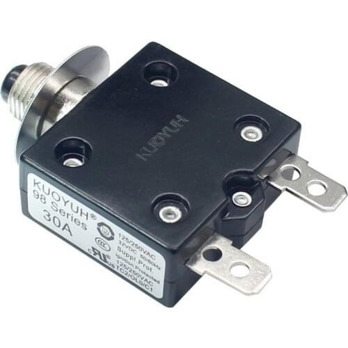 5A 10A 15A 18A 20A 25A 30A Circuit Breakers Push Button Reset switch with Quick Connect Terminals and Waterproof Button Cap