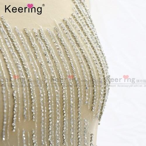 Large Silver Crystal Rhinestone Bodice Panel For Wedding Dress WDP-341