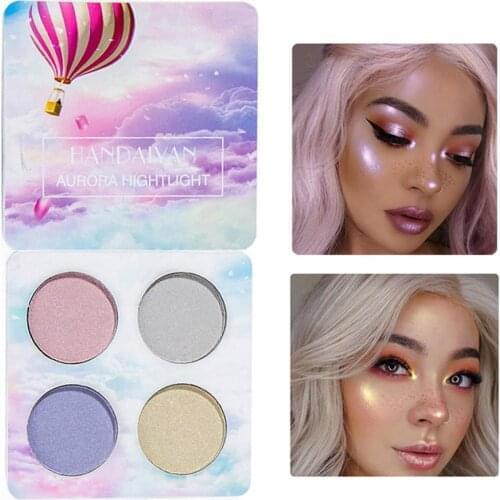 HANDAIYAN Brand Face 4 Colors Highlighter Makeup Palette Illuminator Aurora Highlighter Eyeshadow Powder Cosmetics #279378