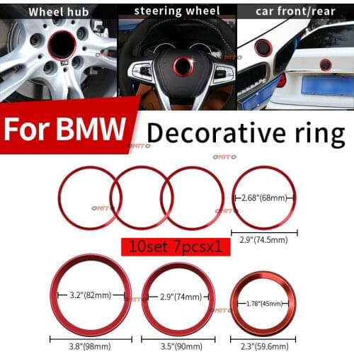 For E60 E90 F10 F30 F15 E91 E92 E93 F02 E63 Car Rim Wheel Rings Sticker Car Emblem Kit Decoration Rings 82mm 74mm 68mm 45mm 7X