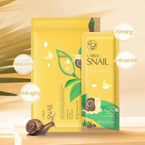 Snail Face Mask Sleeping Facial Mask No Washing Beauty Face Care Portable Travel Home Anti Wrinkle Moisturizing Skin Care