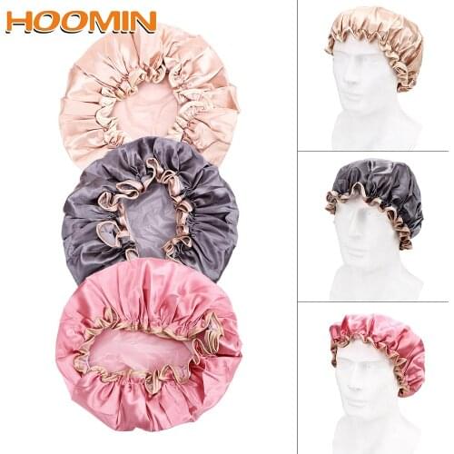 HOOMIN Shower Cap Elastic Bath Hat Reusable Waterproof Bathroom Products Lovely Thick Women Shower Caps Bathing Hair Cover
