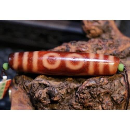 Energy Tibetan 4A Top Oily Old Agate 5 Eye Wealthy dZi Bead Totem Pendant 61MMs UPD1030 Timestown