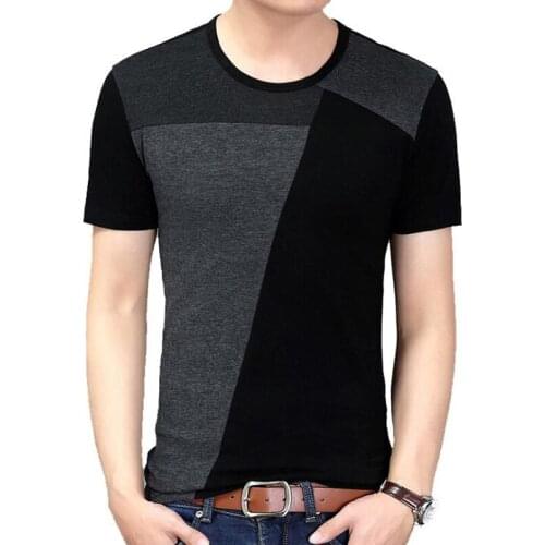 T-Shirt Patchwork Color T Shirts Men Casual O Neck Breathable Cotton Tshirt Male Fashion Streetwear Stitching Color Tops Clothes