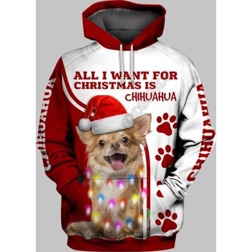 Chihuahua 3D Hoodies Printed Pullover Men For Women Funny Christmas Sweatshirts Sweater Animal Hoodies Drop Shipping