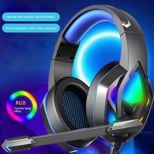 H100 Surround Sound Gaming Wired Headphone Noise Reduction High Fidelity Cool RGB Light 3.5mm USB2.0 HiFi Headset with MIC