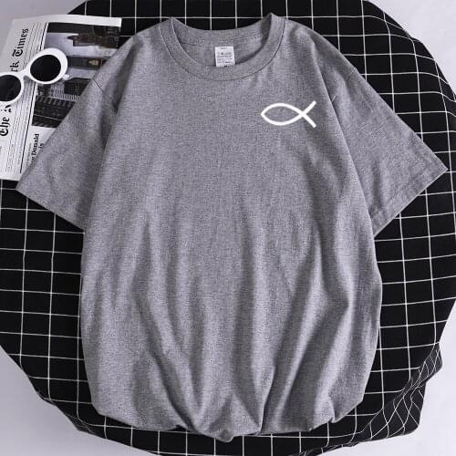 Creative One-Stroke Fish Print MenS T-Shirt Creativity Fit Tshirt Fashion High Quality T-Shirts Street Breathable Mens Clothes