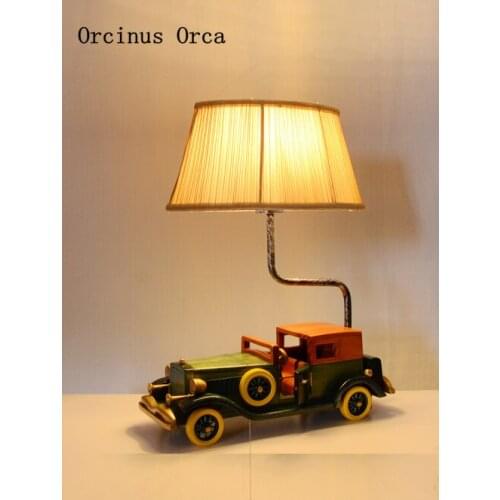 Cartoon Creative Retro-vintage Classic Car desk Lamp Boys Bedroom Childrens Room Lamp American Individual LED Car table Lamp