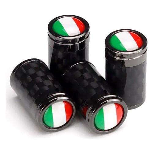 Valves Caps Car Tires Sport Titanium Black Carbon Fiber Flag Decoration Door Anti-theft Air Cap Airtight Covers Car Accessories