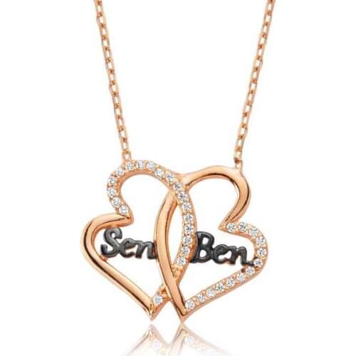 KUTAYDAN 925 Sterling Silver Heart I Lady Necklace