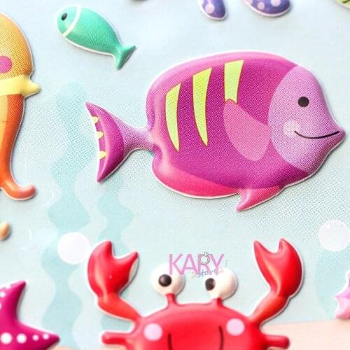 Sea Marine Animals Whale Clown Fish Sharks Crab Octopus Turtles Bubble Stickers Scrapbooking Gift Reward Kids Toys For Children