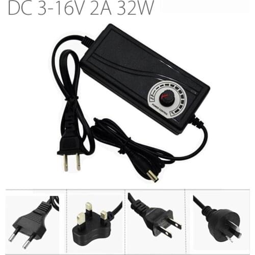 DC 3-16V 2A 32W Desktop Adjustable Power Adapter Double Line AC/DC Adapter EU/US Plug