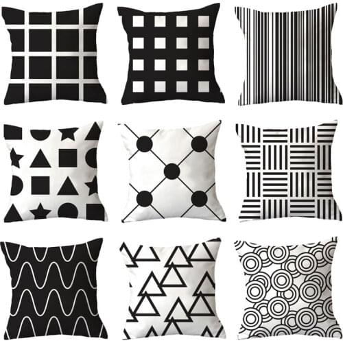 Cross-Border Plain Simple New Black Geometric Plush Pillowcase Home Fabric Sofa Cushion Cushion Cover Customization