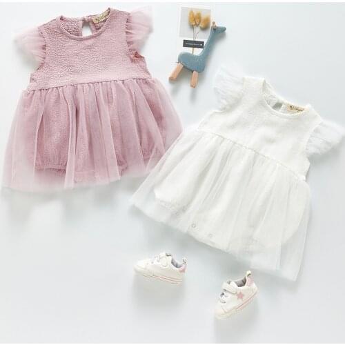 Summer new girl baby princess romper puff skirt sweet and cute mesh one-piece suit bag fart