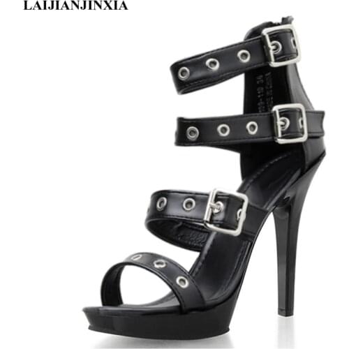 LAIJIANJINXIA New 5 Inch High Heels Shoes Black Sexy Fashion Shoes 13 CM High Heels Sandals Night Club Women Pole Dancing Shoes