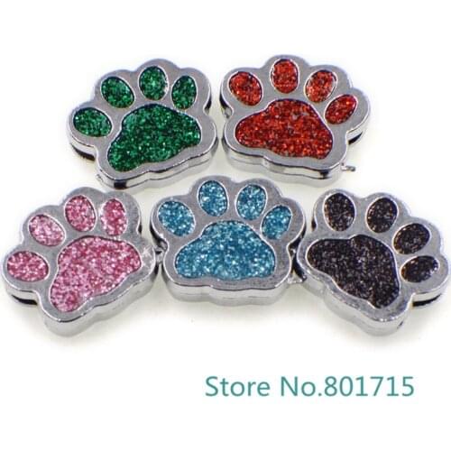 New Style 10pcs SL505 Internal Dia. 8mm dog paw slide Charms Jewelry Finding fit 8mm wristband pet collar key chain