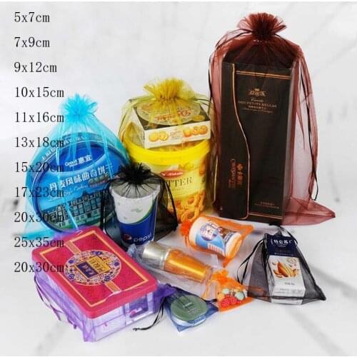 Wholesale 500pcs/Lot Multicolor Organza Jewelry Bags 11x16 13x18 15x20 17x23cm Christmas/Wedding/Birthday/Gift Packing Bags 2019