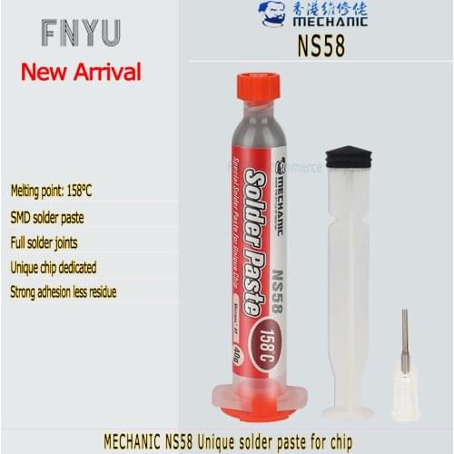 Soldering Paste MECHANIC NS58 158℃ Soldering Paste Chip Special SMT BGA Mobile Phone Repair Planting Tin Syringe