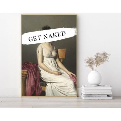 Get Naked Old Painting Modern Twist Poster Abstract Vintage Artwork Wall Art Picture Prints Mid Century Decoration Painting