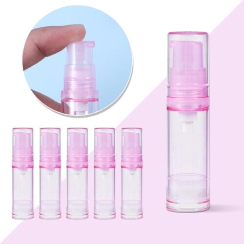 6pcs Empty Airless Pump Plastic Bottles Vacuum Pressure Emulsion Bottle with Lotion Pump(5ML, Pink Vacuum Bottle)