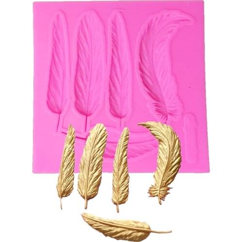 Crafts Bird Feather Chocolate formas de silicone Fondant Cake Decoration Tools lace pattern Silicone Handmade Soap Mould T1063