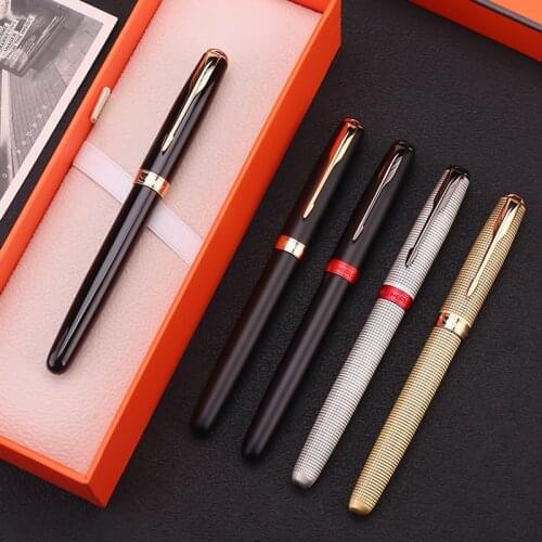 JINHAO 75 High Quality Fountain Pen Frosted Black Brushed Feather Titanium Black Stationery 0.5MM Ink Pen No Box