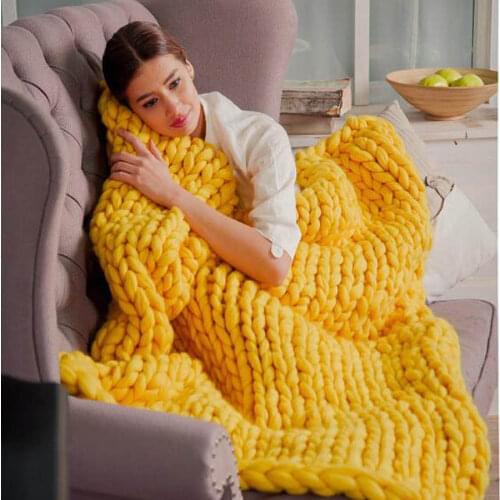 WOSTAR Modern Fashion Hand Chunky Knitted Blanket Modern art Winter Soft Warm bed Sofa Cover Blanket