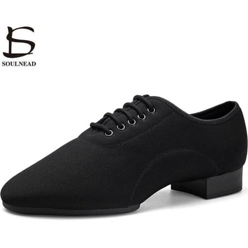Men Latin Dance Shoes Jazz Ballroom Adult Salsa Dancing Shoes Professional Black Canvas Size 38-46 Low Heel Tango Dance Sneakers