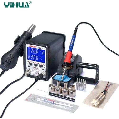 YIHUA 995D+ Soldering Station 60W Electric Soldering Iron 650W DIY Hot Air Gun Welder BGA SMD Repair Rework Station tools Kit
